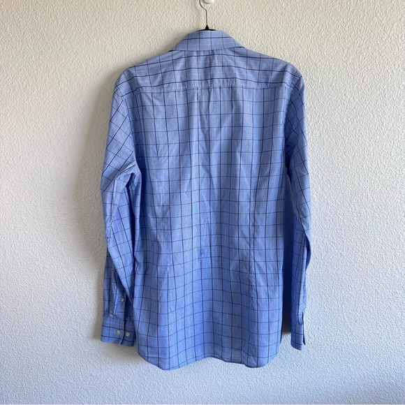 BOSS Men’s Button Down Checkered Blue Shirt - Picture 6 of 8